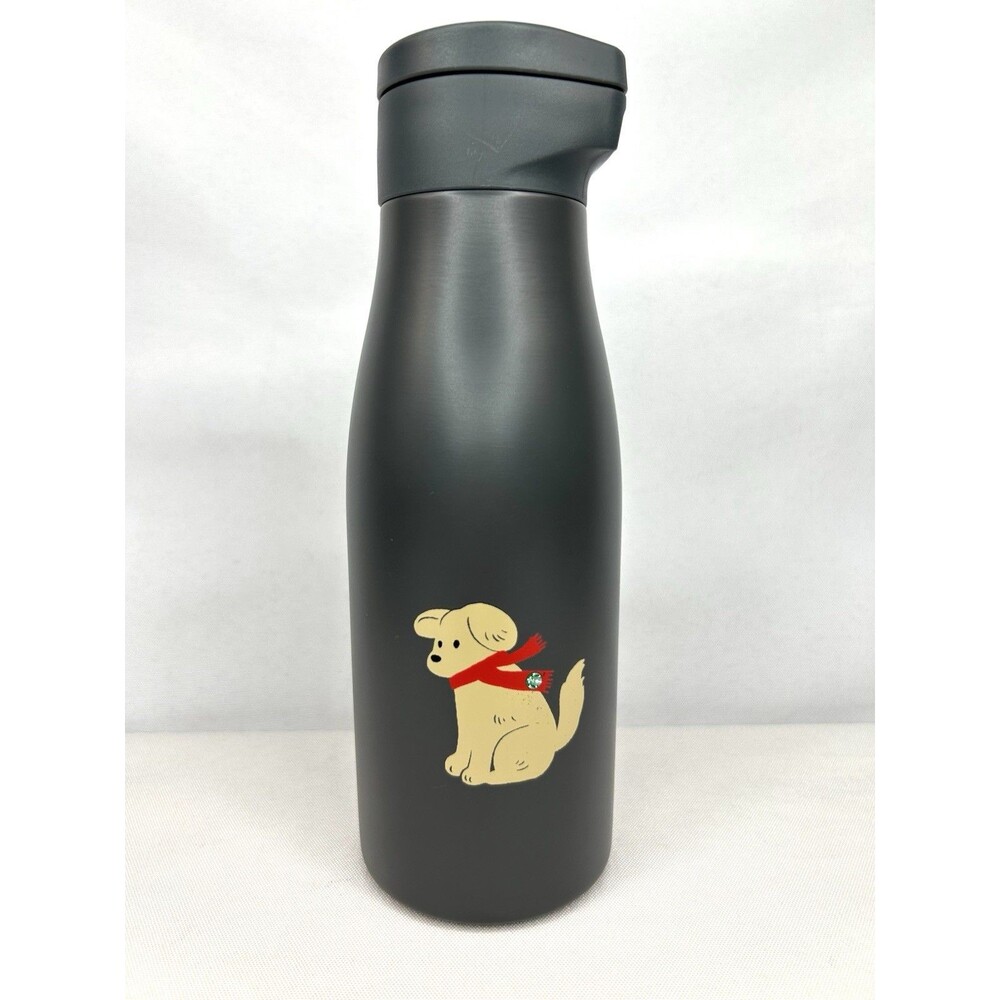 Starbucks 2025 Holiday Tumbler Lab Puppy Dog 14oz Stainless Grey Christmas NEW